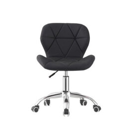 Black Chair Cushioned Computer Office Chair Chrome Legs Swivel Adjustable Vanity Stool - thumbnail 4