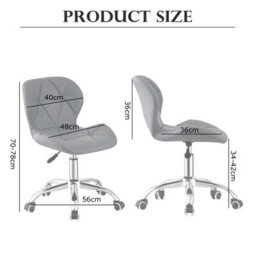 Black Chair Cushioned Computer Office Chair Chrome Legs Swivel Adjustable Vanity Stool - thumbnail 2