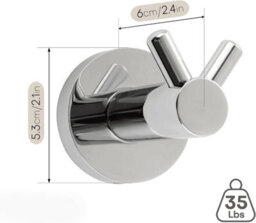 Round Adhesive Wall Hooks, Wall-Mounted Coat Rack, No Drilling Required, Stainless Steel, Towel Hook, Bathroom Towel Holder - thumbnail 2