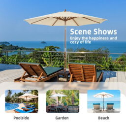 Costway 3M Outdoor Patio Umbrella Garden Parasol Sun Shade Market Umbrella W/ 8 Ribs - thumbnail 5