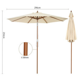 Costway 3M Outdoor Patio Umbrella Garden Parasol Sun Shade Market Umbrella W/ 8 Ribs - thumbnail 2