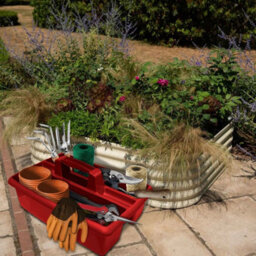 Red Large Cleaning Caddy Plastic Basket Tote Tidy Tray Handle Carry All Organiser - thumbnail 5