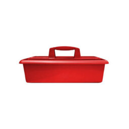 Red Large Cleaning Caddy Plastic Basket Tote Tidy Tray Handle Carry All Organiser - thumbnail 2