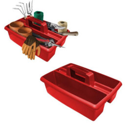 Red Large Cleaning Caddy Plastic Basket Tote Tidy Tray Handle Carry All Organiser - thumbnail 1