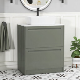 Royal Bathrooms Royal Bathroom Elmore 700mm Matt Green Freestanding Countertop Bathroom Vanity Unit 2 Drawer With Cube Basin - thumbnail 1