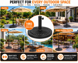 Shopnbits Parasol Base Heavy Duty Umbrella Stand Weighted Patio Garden Outdoor Base Black 14Kg - thumbnail 9