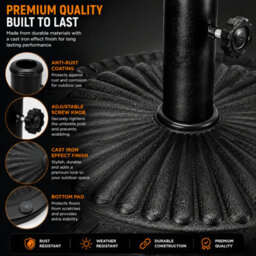 Shopnbits Parasol Base Heavy Duty Umbrella Stand Weighted Patio Garden Outdoor Base Black 14Kg - thumbnail 4