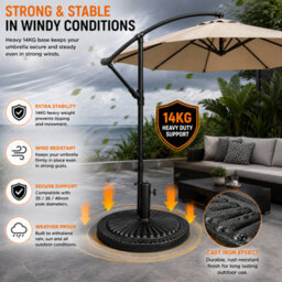 Shopnbits Parasol Base Heavy Duty Umbrella Stand Weighted Patio Garden Outdoor Base Black 14Kg - thumbnail 6