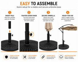 Shopnbits Parasol Base Heavy Duty Umbrella Stand Weighted Patio Garden Outdoor Base Black 14Kg - thumbnail 7
