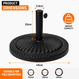 Shopnbits Parasol Base Heavy Duty Umbrella Stand Weighted Patio Garden Outdoor Base Black 14Kg - thumbnail 2