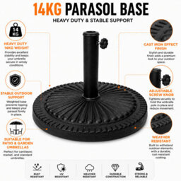 Shopnbits Parasol Base Heavy Duty Umbrella Stand Weighted Patio Garden Outdoor Base Black 14Kg - thumbnail 3