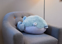 Warmies Luxury Long Pile Faux Fur Supersized Cushion, Pufferfish - thumbnail 2