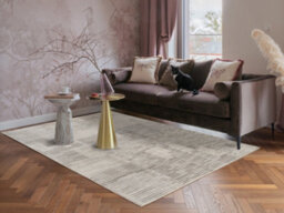 Mayfair Living Room Area Rug Metallic Sheen Contemporary Modern Matrix Design - Stone 120Cm X 170Cm - thumbnail 1