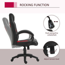 Vinsetto Racing Gaming Chair Swivel Office Gamer Chair With Wheels, Red - thumbnail 5