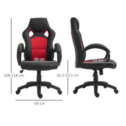 Vinsetto Racing Gaming Chair Swivel Office Gamer Chair With Wheels, Red - thumbnail 3