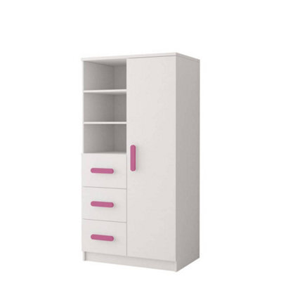 Arte Versatile White Sideboard H1600mm W800mm D400mm - Pink Handles For Playful Spaces - image 1