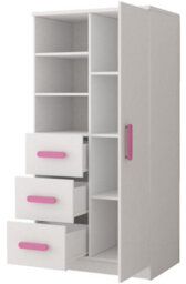 Arte Versatile White Sideboard H1600mm W800mm D400mm - Pink Handles For Playful Spaces - thumbnail 2