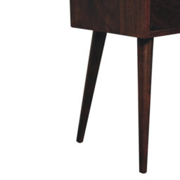 Artisan Furniture Solid Wood  Mini California Walnut Bedside, 2-Drawers, Nordic Legs, Dark Brown - thumbnail 8