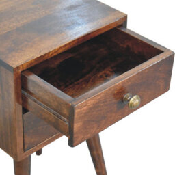 Artisan Furniture Solid Wood  Mini California Walnut Bedside, 2-Drawers, Nordic Legs, Dark Brown - thumbnail 7