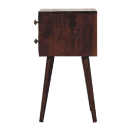 Artisan Furniture Solid Wood  Mini California Walnut Bedside, 2-Drawers, Nordic Legs, Dark Brown - thumbnail 9