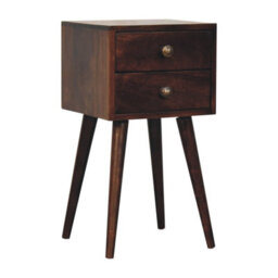 Artisan Furniture Solid Wood  Mini California Walnut Bedside, 2-Drawers, Nordic Legs, Dark Brown - thumbnail 4