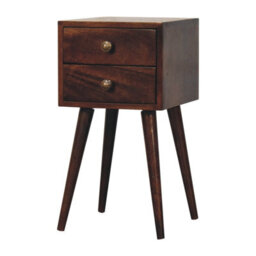 Artisan Furniture Solid Wood  Mini California Walnut Bedside, 2-Drawers, Nordic Legs, Dark Brown - thumbnail 3