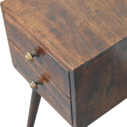 Artisan Furniture Solid Wood  Mini California Walnut Bedside, 2-Drawers, Nordic Legs, Dark Brown - thumbnail 6