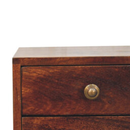 Artisan Furniture Solid Wood  Mini California Walnut Bedside, 2-Drawers, Nordic Legs, Dark Brown - thumbnail 5