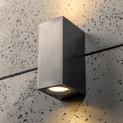 CGC Lighting Cgc Black Up And Down Gu10 Wall Light Square Outdoor Garden Indoor Ip44 Weatherproof Polycarbonate Outside Door Patio Wall Lamp - image 1