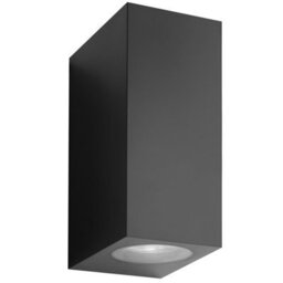 CGC Lighting Cgc Black Up And Down Gu10 Wall Light Square Outdoor Garden Indoor Ip44 Weatherproof Polycarbonate Outside Door Patio Wall Lamp - thumbnail 2