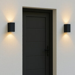 CGC Lighting Cgc Black Up And Down Gu10 Wall Light Square Outdoor Garden Indoor Ip44 Weatherproof Polycarbonate Outside Door Patio Wall Lamp - thumbnail 9