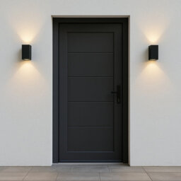 CGC Lighting Cgc Black Up And Down Gu10 Wall Light Square Outdoor Garden Indoor Ip44 Weatherproof Polycarbonate Outside Door Patio Wall Lamp - thumbnail 8