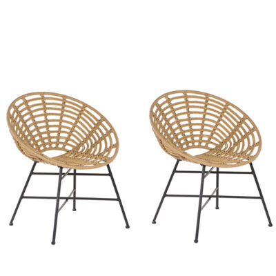 Beliani Set Of 2 Garden Chairs Acerra Pe Rattan Light Brown - image 1