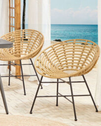 Beliani Set Of 2 Garden Chairs Acerra Pe Rattan Light Brown - thumbnail 2