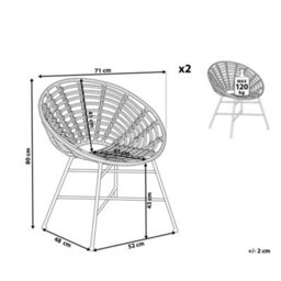 Beliani Set Of 2 Garden Chairs Acerra Pe Rattan Light Brown - thumbnail 3