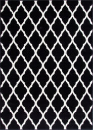 Loomed Black White Monochrome Classic Trellis Living Room Rug 80X150Cm - thumbnail 5