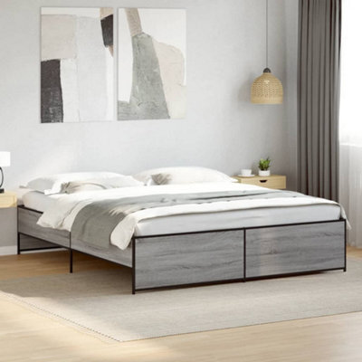 Berkfield Bed Frame Without Mattress Grey Sonoma 200X200 Cm - image 1