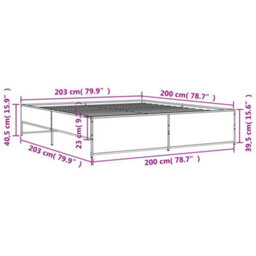 Berkfield Bed Frame Without Mattress Grey Sonoma 200X200 Cm - thumbnail 9