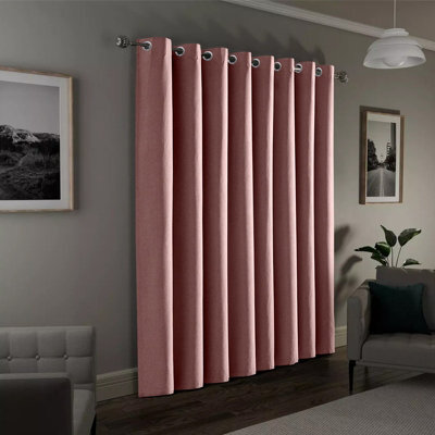 Moonlight Bedding 100%blackout Eyelet Linen Texture Curtain Energy Efficient Door Curtain For Home Decor Uk(Blush Pink, 66''x84'') - image 1