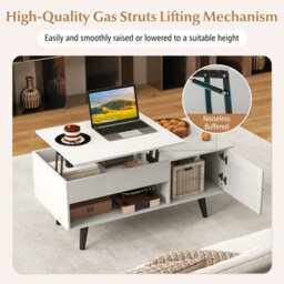 Costway Lift Top Coffee Table With Storage Flip Top Center Table W/ Cabinet-White - thumbnail 7