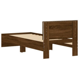 Berkfield Bed Frame With Headboard And Led Lights Brown Oak 75X190 Cm Small Single - thumbnail 9