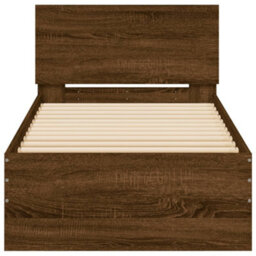Berkfield Bed Frame With Headboard And Led Lights Brown Oak 75X190 Cm Small Single - thumbnail 7