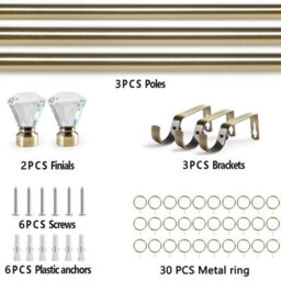 Bedlooms Metal Curatin Pole 28mm, Sapphire Crystal Finials With Extendable Strong & Durable Rod Antique Brass 160-300Cm,63''-118'' - thumbnail 4