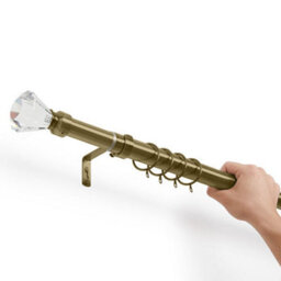 Bedlooms Metal Curatin Pole 28mm, Sapphire Crystal Finials With Extendable Strong & Durable Rod Antique Brass 160-300Cm,63''-118'' - thumbnail 3