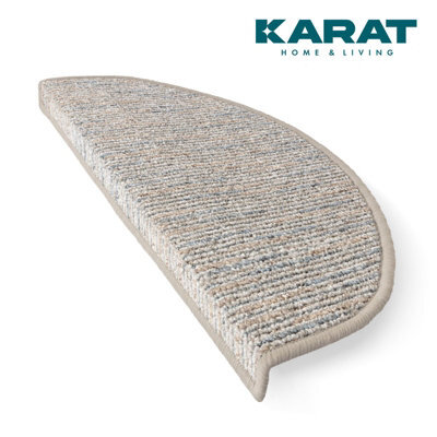 Floordirekt Geneva Self Adhesive Edged Hard Wearing Carpet Stair Tread Mat For Indoor Stairs Semicircular Silver Grey 23.5 X 65 Cm - image 1