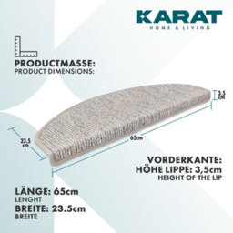 Floordirekt Geneva Self Adhesive Edged Hard Wearing Carpet Stair Tread Mat For Indoor Stairs Semicircular Silver Grey 23.5 X 65 Cm - thumbnail 5