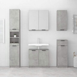 Berkfield Classic Bathroom Cabinet Concrete Grey 64.5X33.5X59 Cm Engineered Wood - thumbnail 3