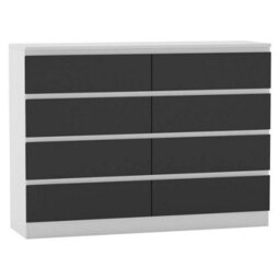 Urbn-Living Urbnliving 120Cm Wide White Wooden Chest Of Black 8 Drawers Bedroom Furniture Storage Bedside Modern Cabinet - thumbnail 6
