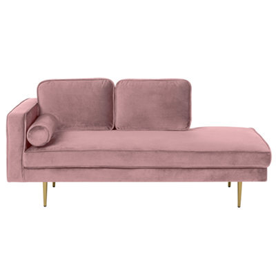 Beliani Left-Hand Chaise Longue Miramas Velvet Pink - image 1