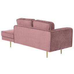 Beliani Left-Hand Chaise Longue Miramas Velvet Pink - thumbnail 5